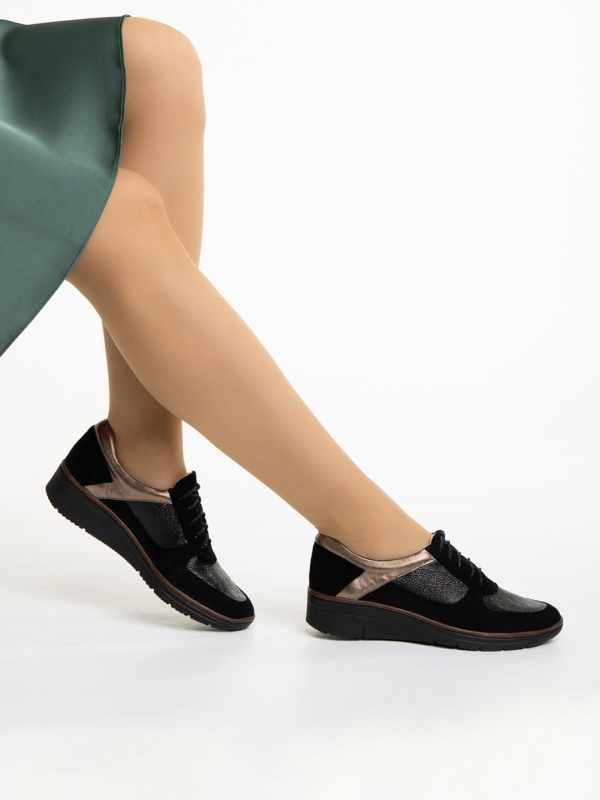 Всекидневни дамски обувки  черни  от естествена кожа Meira, 2 - Kalapod.bg
