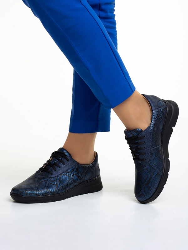 Всекидневни дамски обувки  сини  от естествена кожа Anahita, 2 - Kalapod.bg