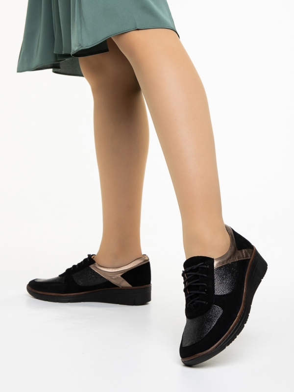 Всекидневни дамски обувки  черни  от естествена кожа Meira, 3 - Kalapod.bg