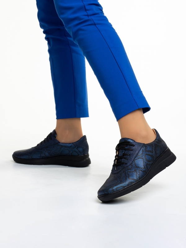 Всекидневни дамски обувки  сини  от естествена кожа Anahita, 3 - Kalapod.bg