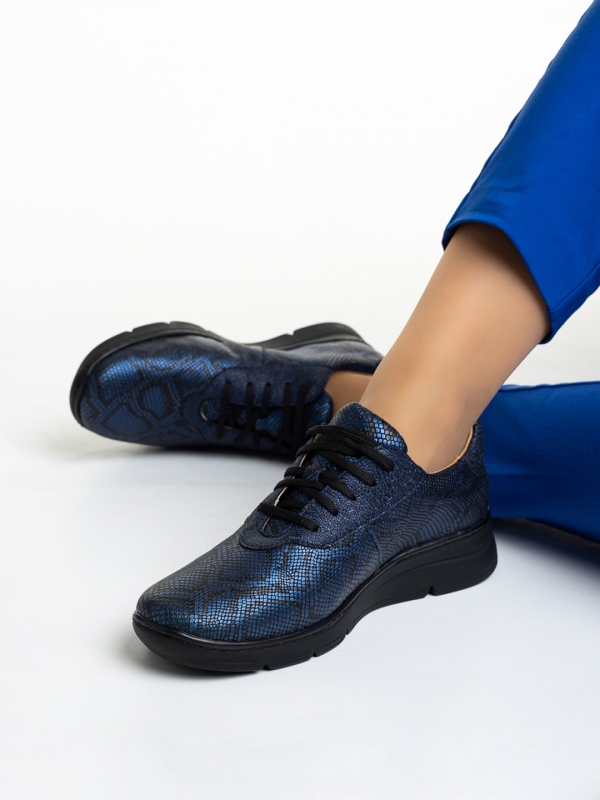Всекидневни дамски обувки  сини  от естествена кожа Anahita, 4 - Kalapod.bg