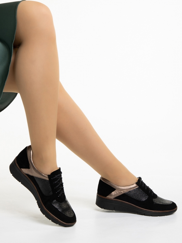 Всекидневни дамски обувки  черни  от естествена кожа Meira, 5 - Kalapod.bg