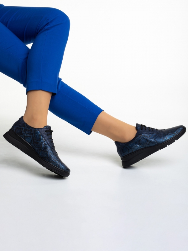 Всекидневни дамски обувки  сини  от естествена кожа Anahita, 5 - Kalapod.bg