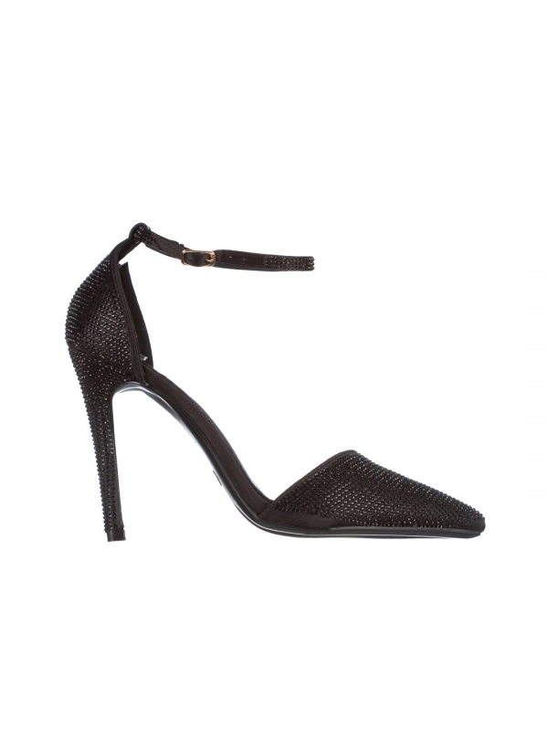 Дамски обувки  черни  от текстилен материал  с ток  Olamide, 6 - Kalapod.bg