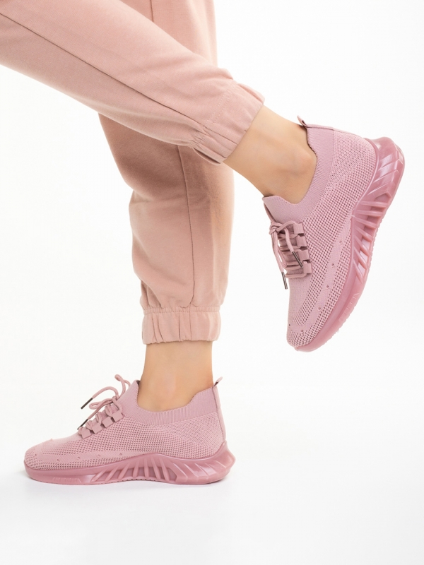 Дамски спортни обувки  розови  от текстилен материал  Nevenca, 4 - Kalapod.bg