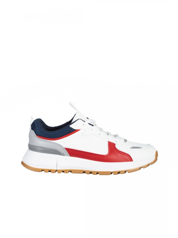 Дамски спортни обувки  бели с червено от еко кожа и текстилен материал  Jianna, 6 - Kalapod.bg
