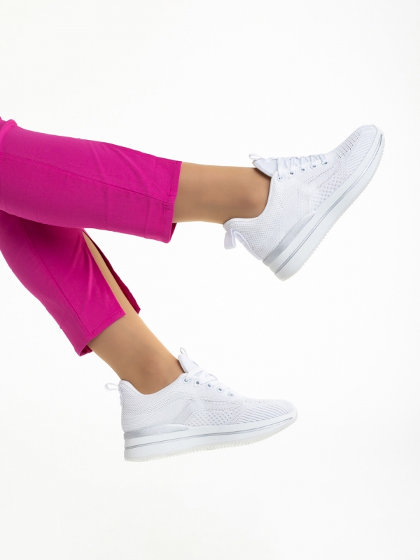 Дамски спортни обувки  бели от текстилен материал  Jelena, 5 - Kalapod.bg