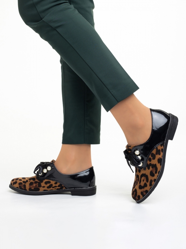 Дамски обувки  леопардови от еко кожа и текстилен материал  Sarai, 2 - Kalapod.bg