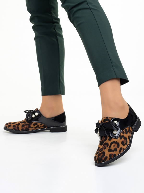 Дамски обувки  леопардови от еко кожа и текстилен материал  Sarai, 4 - Kalapod.bg