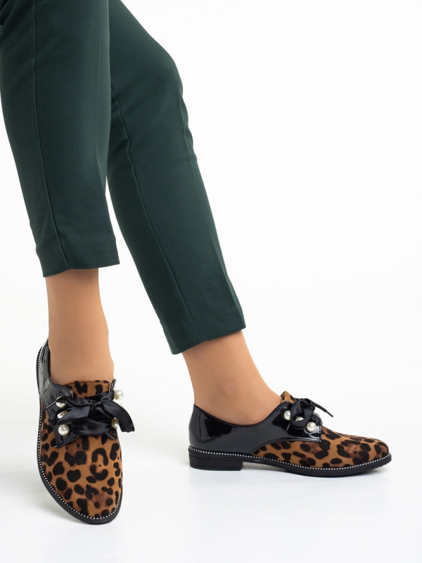Дамски обувки  леопардови от еко кожа и текстилен материал  Sarai, 5 - Kalapod.bg