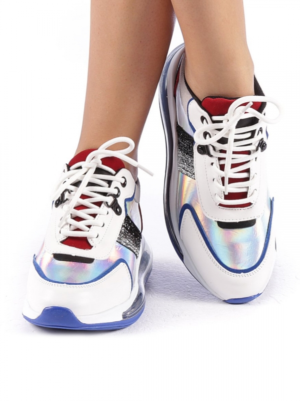 Дамски спортни обувки  Tamina бели със синьо, 2 - Kalapod.bg