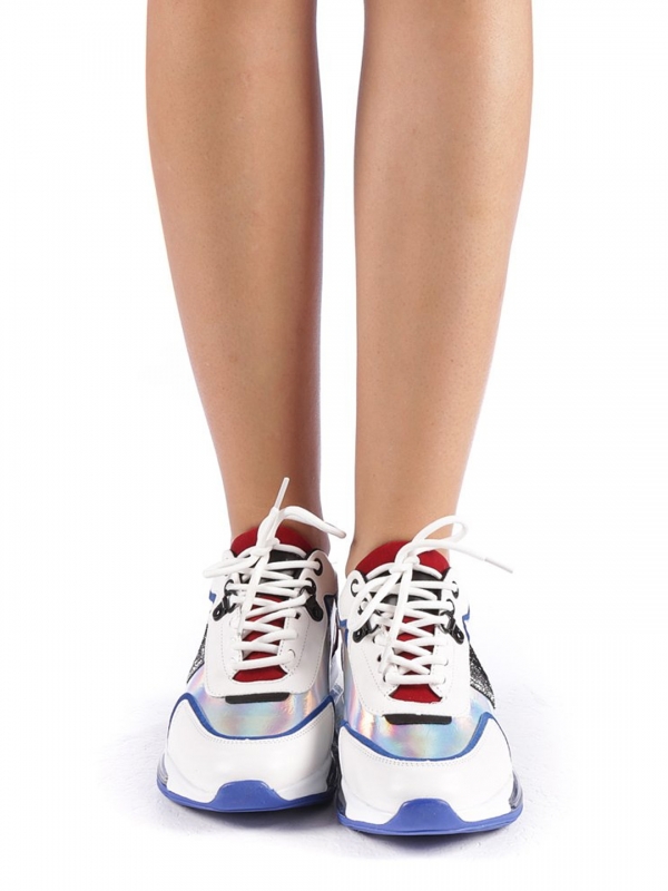 Дамски спортни обувки  Tamina бели със синьо, 5 - Kalapod.bg