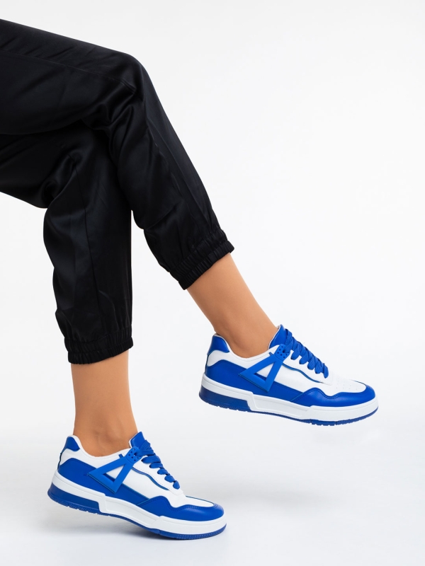 Дамски спортни обувки бели с тъмно синьо от еко кожа Milla, 4 - Kalapod.bg