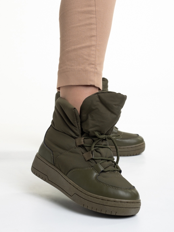 Дамски чизми зелени  от текстилен материал  Cloelia, 3 - Kalapod.bg