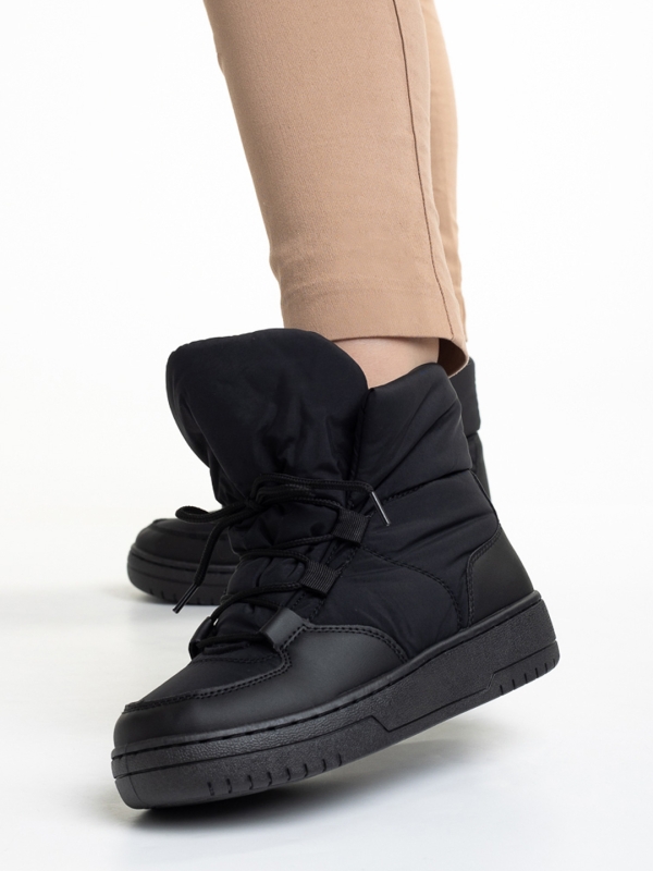 Дамски чизми черни  от текстилен материал  Cloelia, 3 - Kalapod.bg