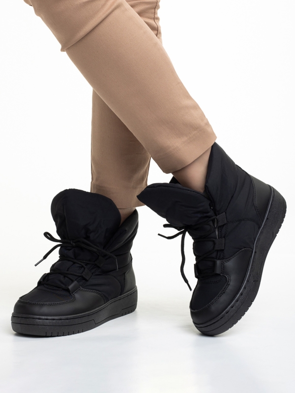 Дамски чизми черни  от текстилен материал  Cloelia, 4 - Kalapod.bg