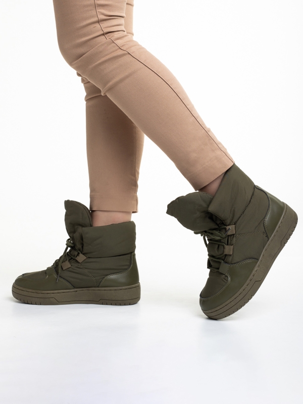 Дамски чизми зелени  от текстилен материал  Cloelia, 4 - Kalapod.bg