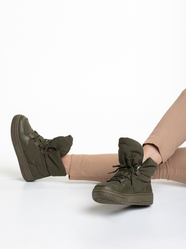 Дамски чизми зелени  от текстилен материал  Cloelia, 5 - Kalapod.bg