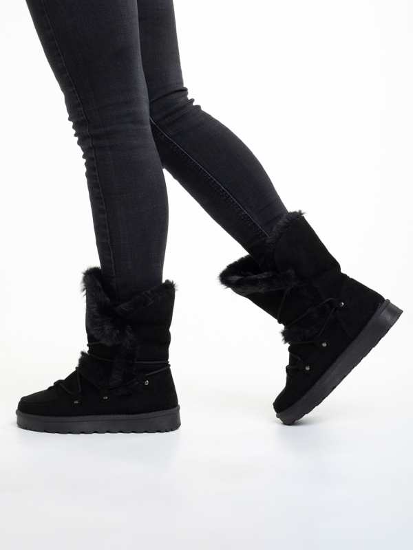 Дамски чизми черни  от текстилен материал  Phyllis, 5 - Kalapod.bg