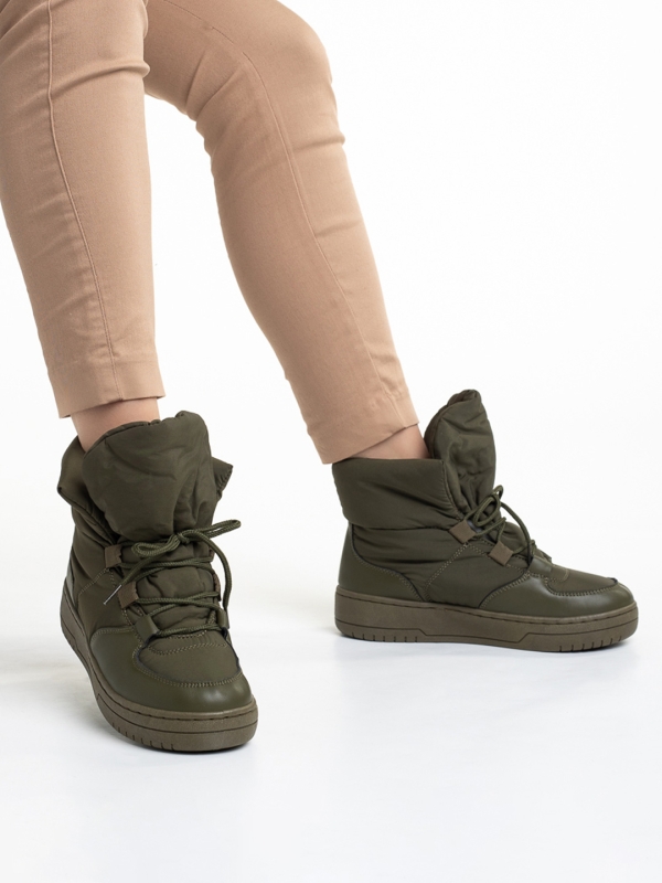 Дамски чизми зелени  от текстилен материал  Cloelia, 6 - Kalapod.bg