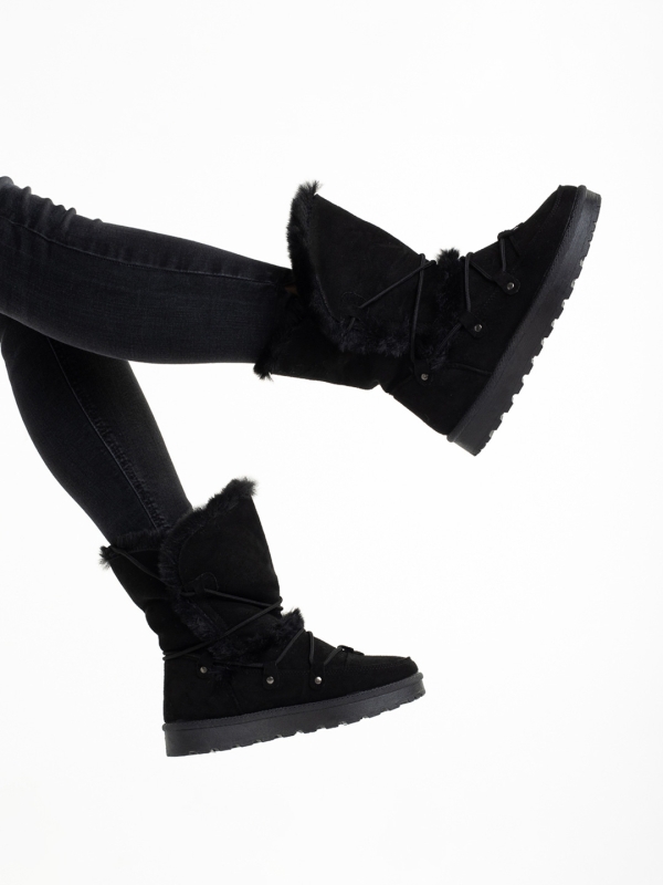 Дамски чизми черни  от текстилен материал  Phyllis, 6 - Kalapod.bg