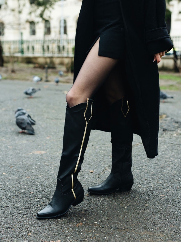 Дамски чизми черни от еко кожа Shanae - Kalapod.bg