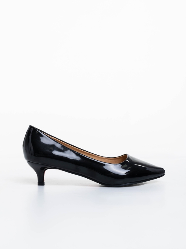 Дамски обувки с ток черни от лачена екологична кожа Shanaya, 5 - Kalapod.bg